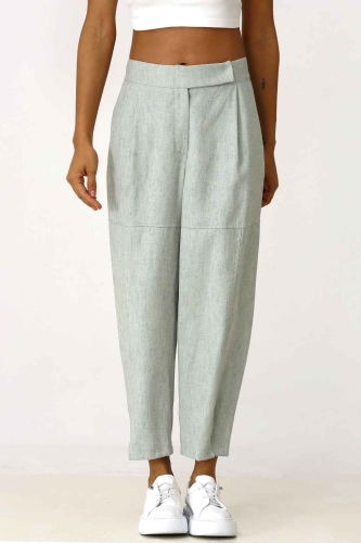 Relaxed Trousers with Draped Cups - Aqua Green - 2