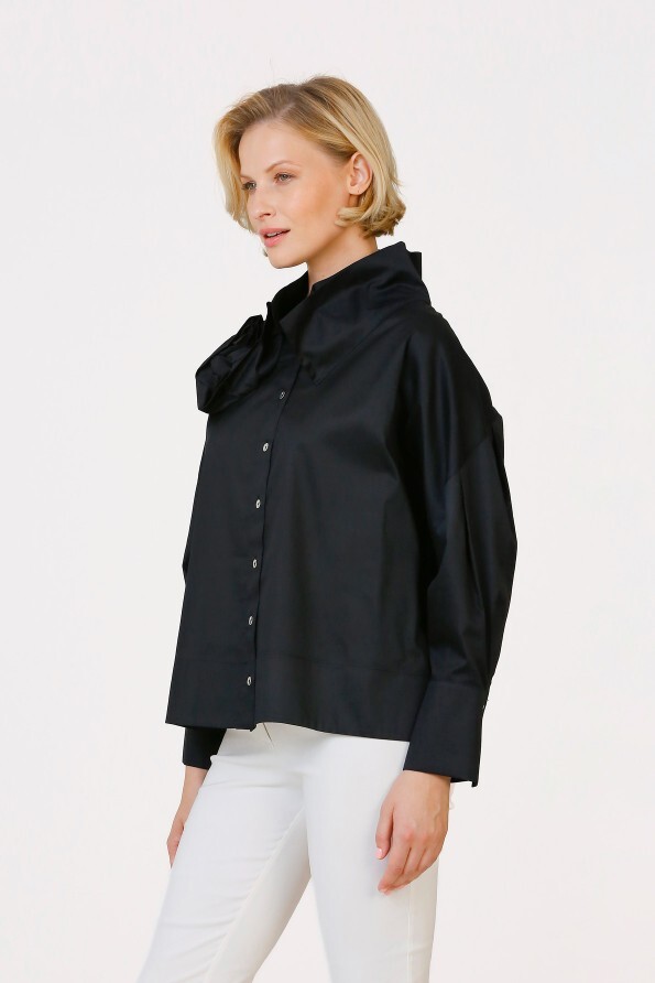 Rose Collar Shirt - Black - 3