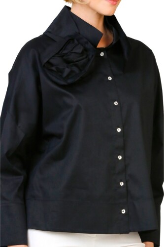 Rose Collar Shirt - Black - 4