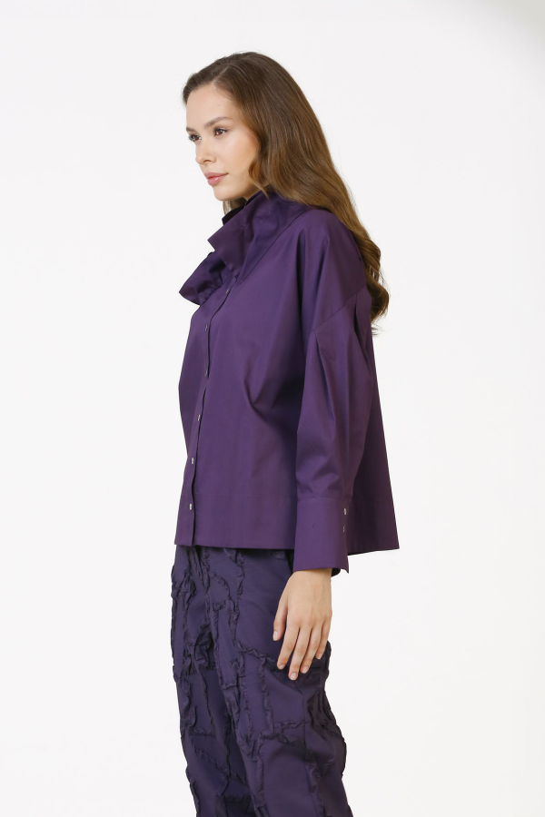 Rose Collar Shirt - Purple - 4