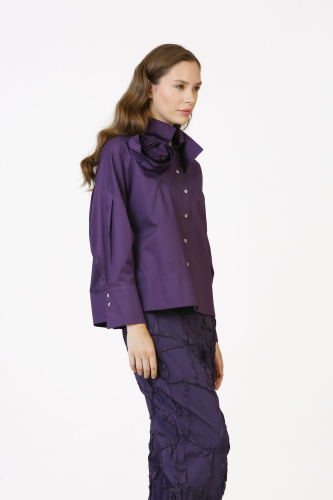 Rose Collar Shirt - Purple - 3