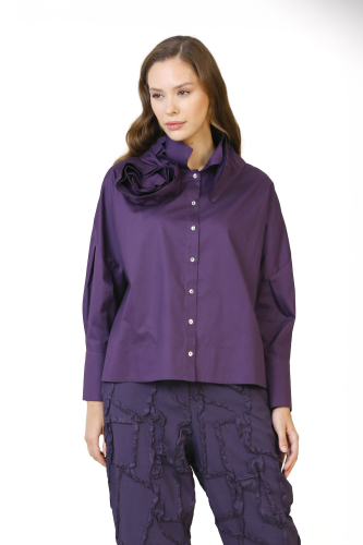 Rose Collar Shirt - Purple - 2