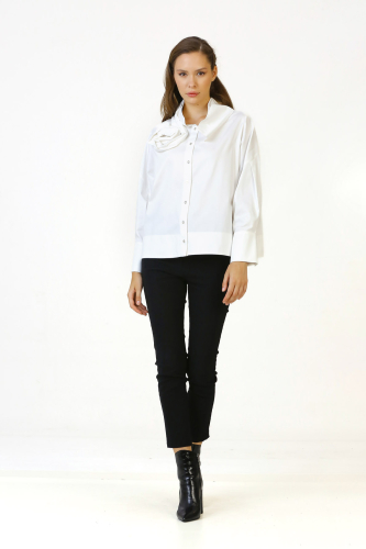 Rose Collar Shirt - White - 1