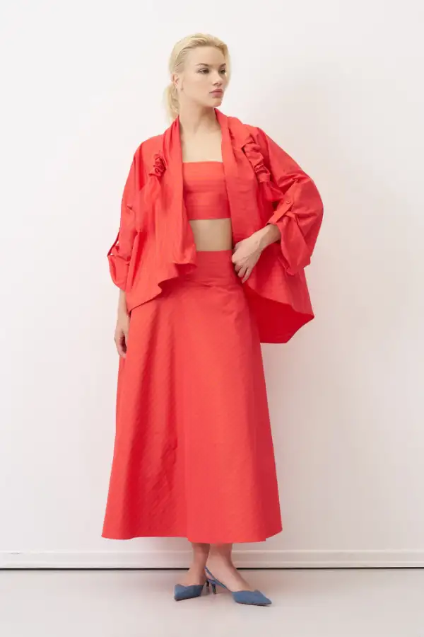 Roumeli Çizgili Ceket - Kırmızı - 1