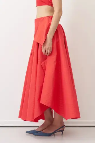 Roumeli Çizgili Etek - Kırmızı - BIZE (1)