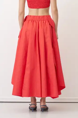 Roumeli Çizgili Etek - Kırmızı - 4
