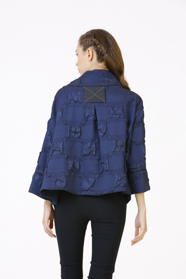 Round Neck Jacket - Navy Blue - 6