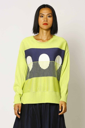 Round Pattern Sweater - Lime 