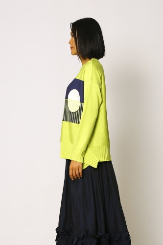 Round Pattern Sweater - Lime - 2