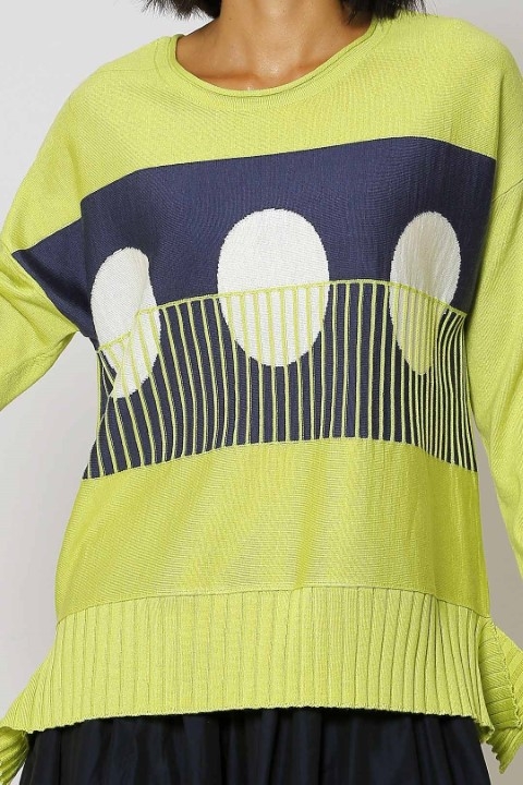 Round Pattern Sweater - Lime - 4