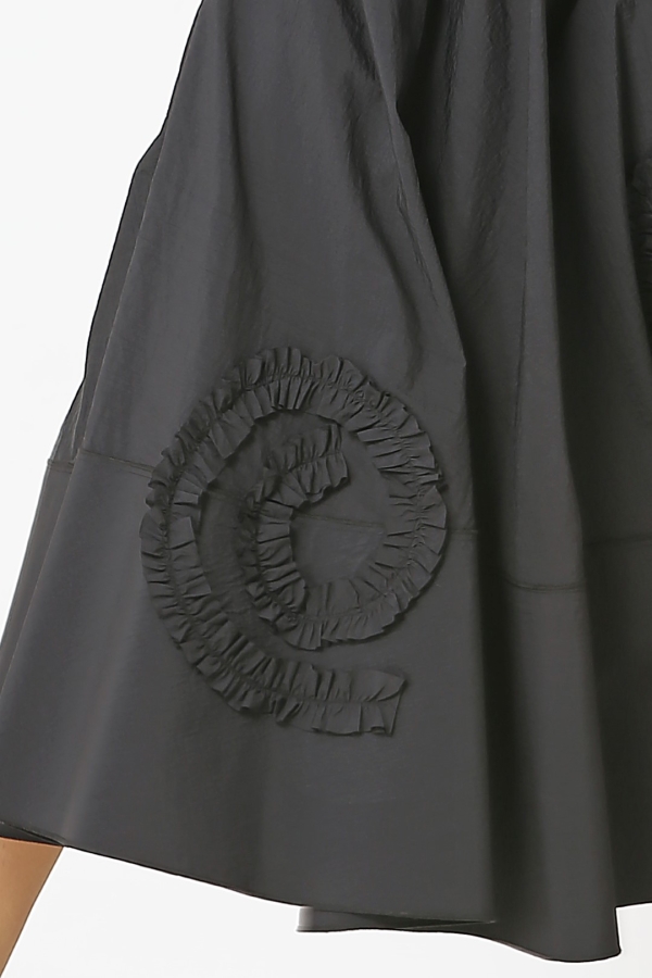 Ruffle Embroidered Skirt - Black - 5