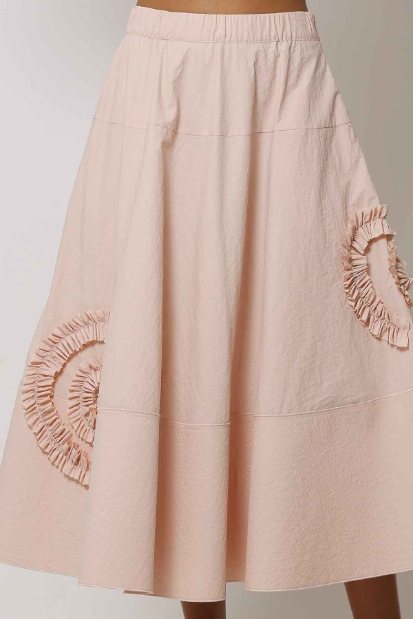 Ruffle Embroidered Skirt - Powder Pink - 4