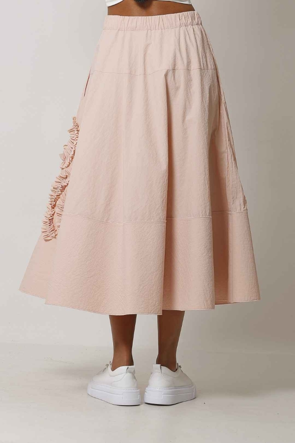 Ruffle Embroidered Skirt - Powder Pink - 5