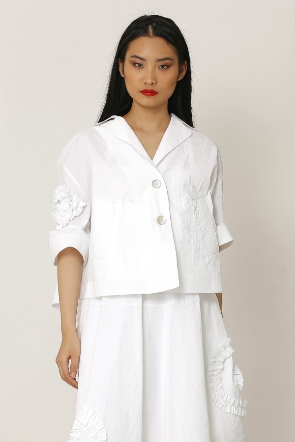 Ruffle Embroidered Skirt - White - 2