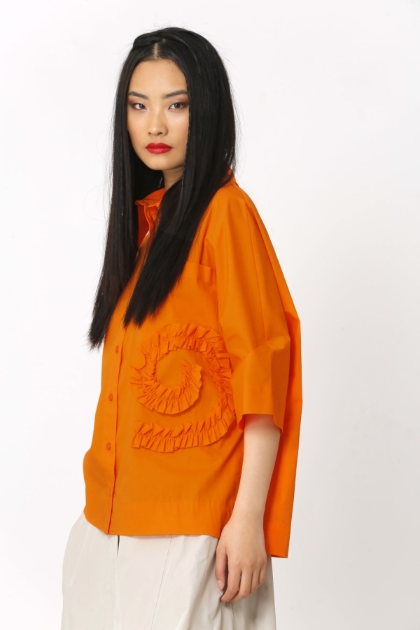 Ruffle Shirt - Orange - 3