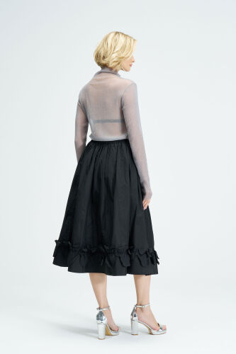 Ruffled Taffeta Skirt - Black - 4