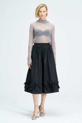 Ruffled Taffeta Skirt - Black - 1