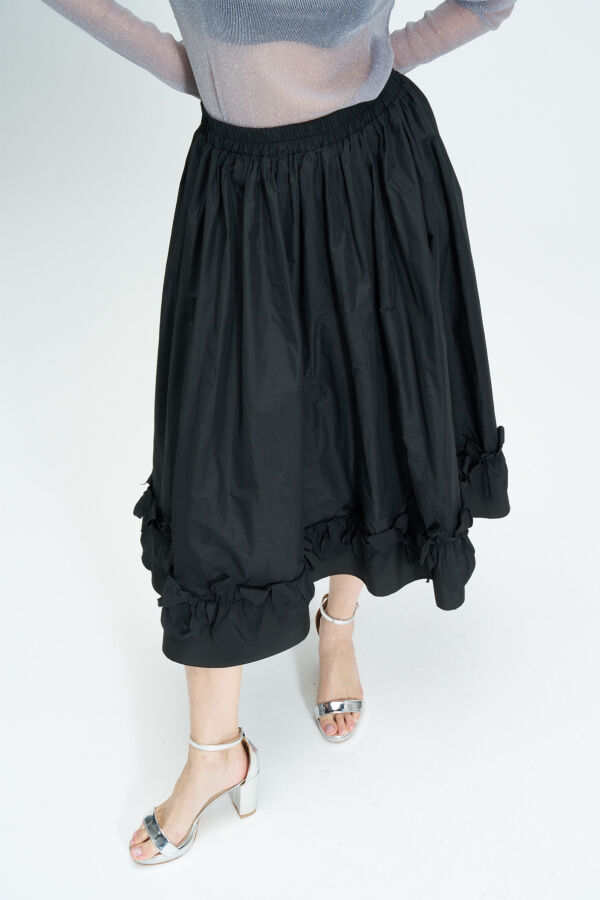 Ruffled Taffeta Skirt - Black - 2