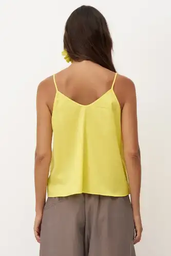 Sarı Askılı İnce Poplin Psara Bluz - 4