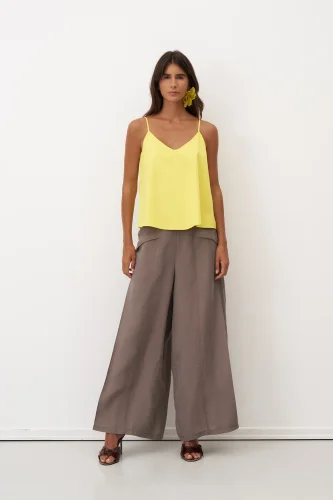 Sarı Askılı İnce Poplin Psara Bluz - BIZE (1)