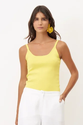 Sarı Askılı Triko Limnos Bluz - 1