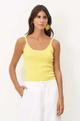 Sarı Askılı Triko Limnos Bluz - 2