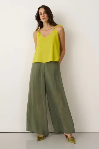 Sarı İnce Askılı Etek Ucu Renkli Kambi Bluz - BIZE (1)