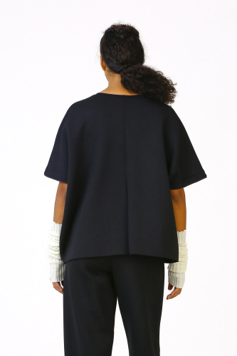 Scuba Fabric Blouse - Black - 6