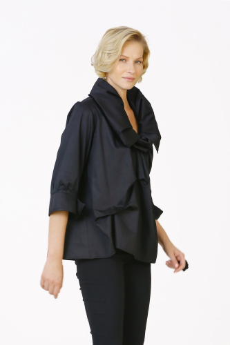 Shawl Collar Shirt - Black - 4