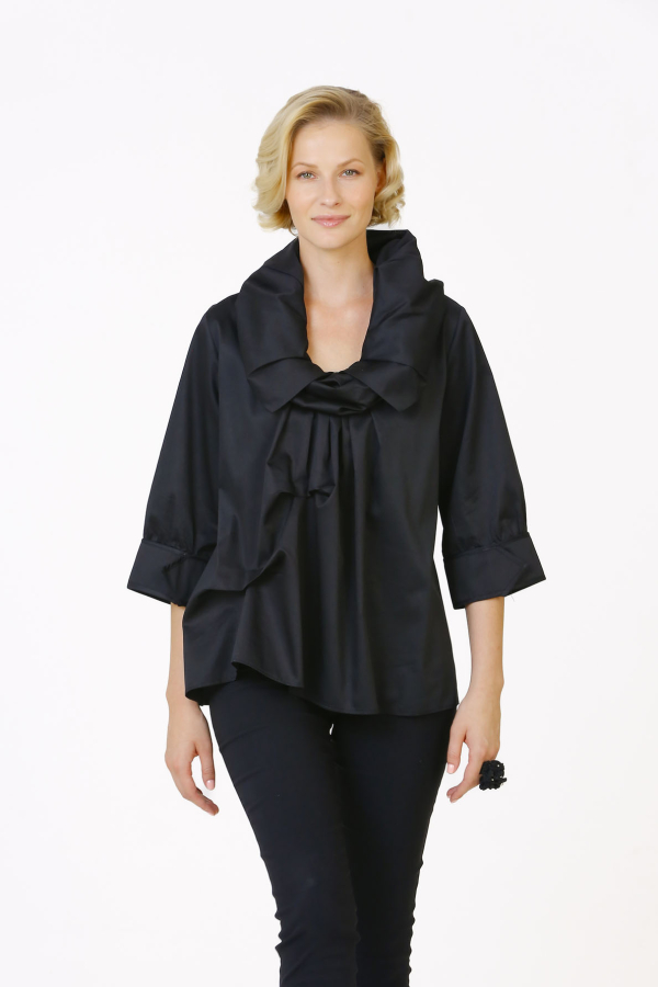 Shawl Collar Shirt - Black - 2