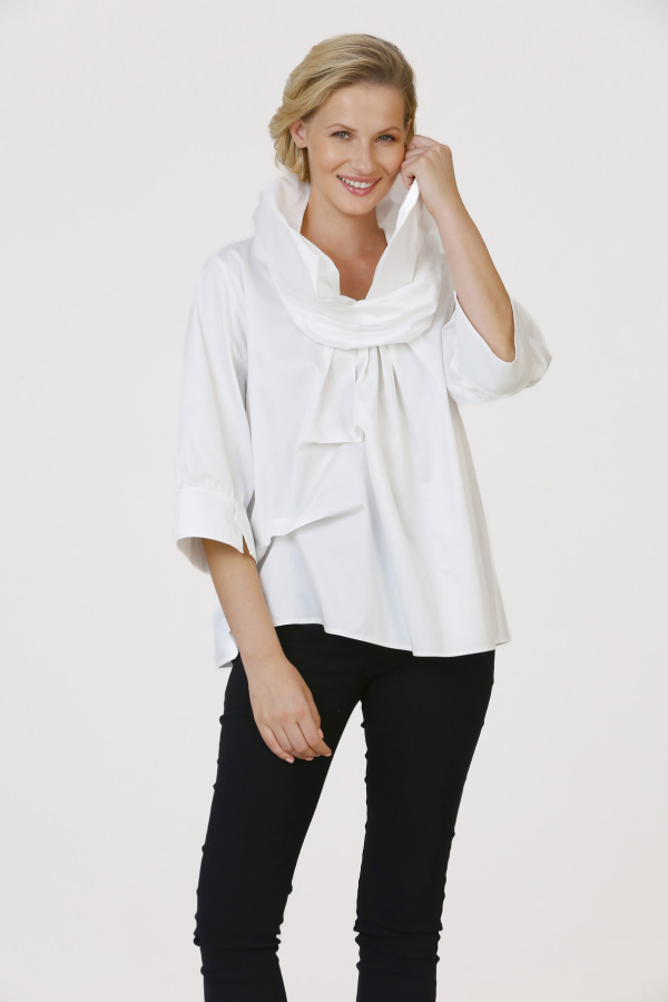 Shawl Collar Shirt - White - 2