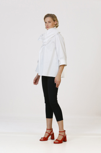 Shawl Collar Shirt - White - 3