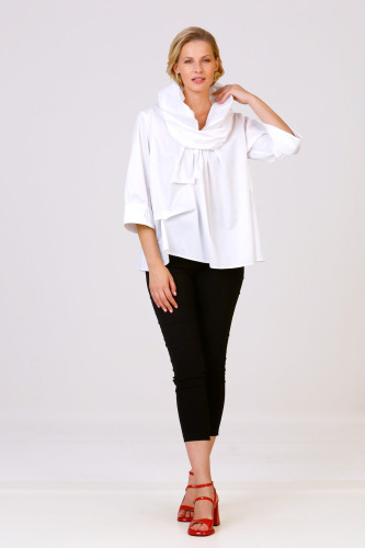 Shawl Collar Shirt - White - 5