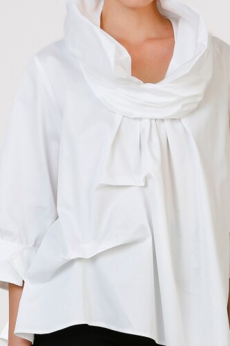 Shawl Collar Shirt - White - 6