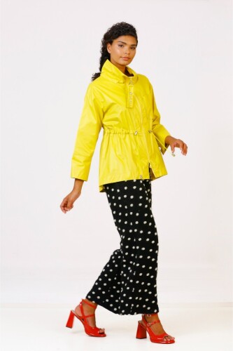 Shiny Cotton Blouse with Gathered Waist - Yellow - 3