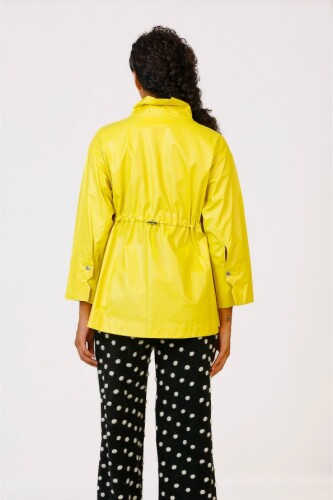 Shiny Cotton Blouse with Gathered Waist - Yellow - 6