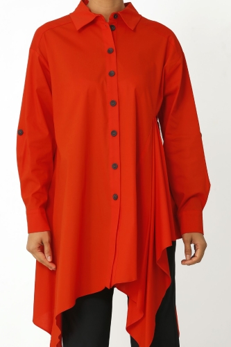 Side Detailed Shirt - Coral - 6