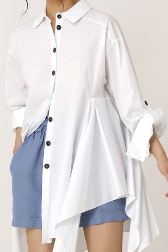 Side Detailed Shirt - White - 7