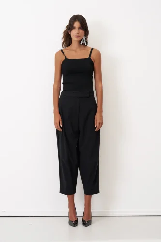 Siyah Arkası Lastikli Yanları Cepli Gyaros Pantolon - BIZE (1)