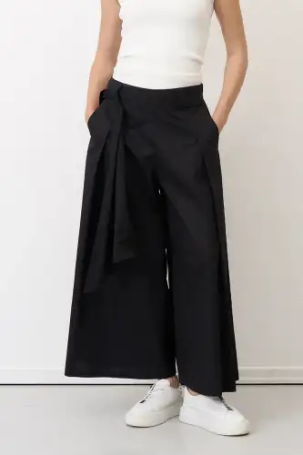 Siyah Beli Kemerli Çan Paça Nimos Pantolon - 1