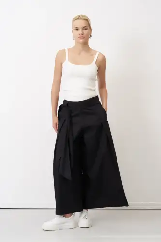 Siyah Beli Kemerli Çan Paça Nimos Pantolon - 3