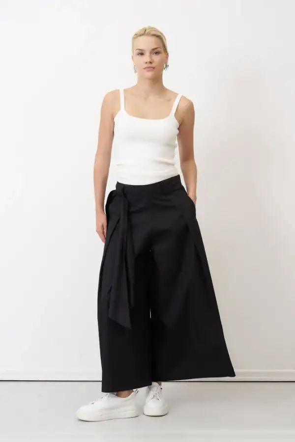 Siyah Beli Kemerli Çan Paça Nimos Pantolon - 3