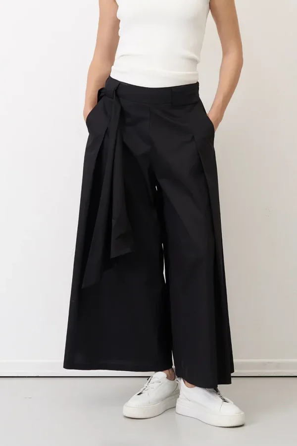 Siyah Beli Kemerli Çan Paça Nimos Pantolon - 1