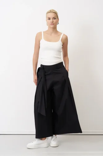 Siyah Beli Kemerli Çan Paça Nimos Pantolon - 3