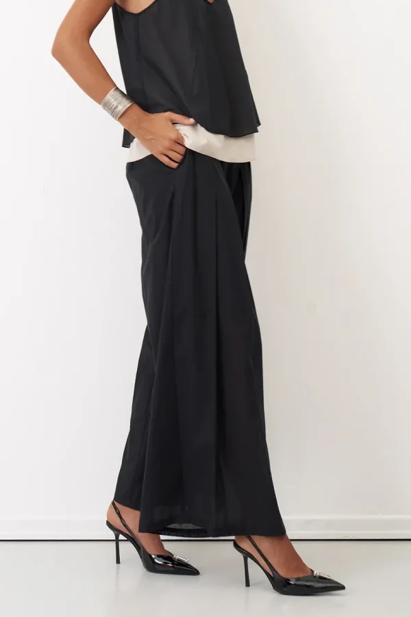 Siyah Bol Kesim Astarlı Uzun Daskalio Pantolon - 4