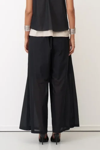 Siyah Bol Kesim Astarlı Uzun Daskalio Pantolon - 6