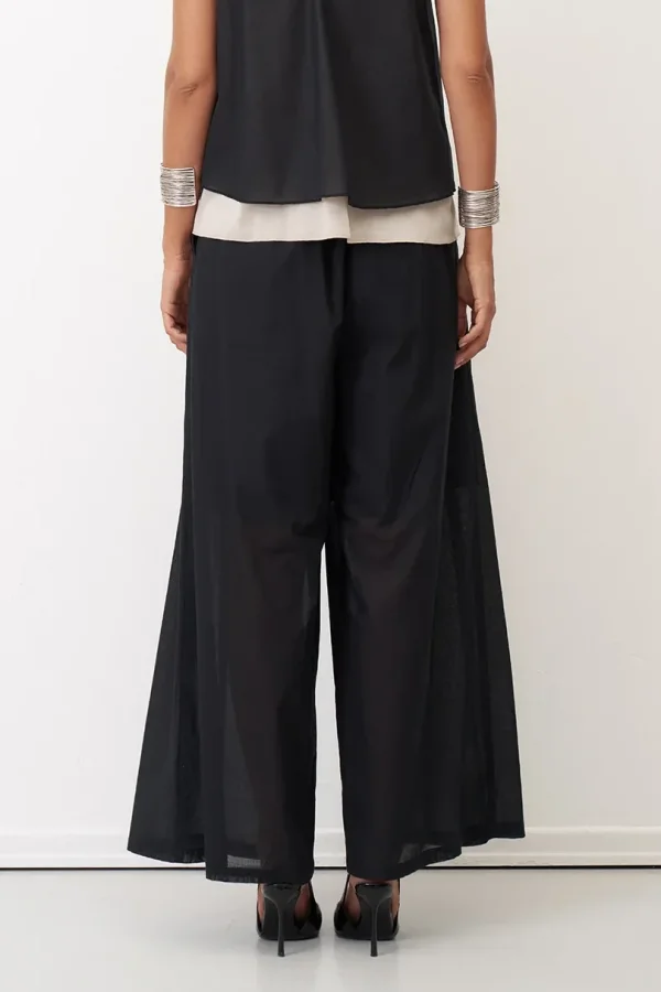 Siyah Bol Kesim Astarlı Uzun Daskalio Pantolon - 6