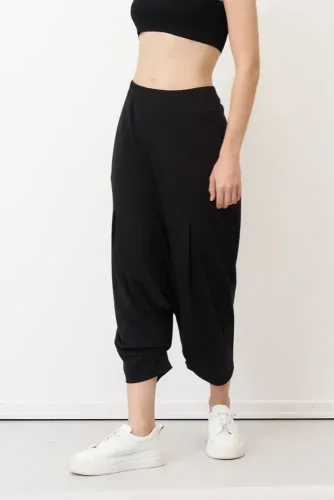 Siyah Cepli Şalvar Tipi Delos Pantolon - 3