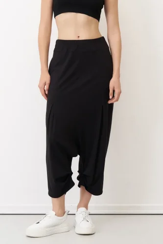 Siyah Cepli Şalvar Tipi Delos Pantolon - 1