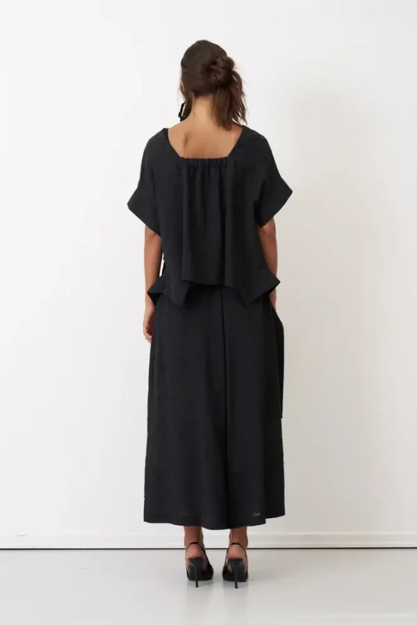 Siyah Dokulu Desenli Kuşaklı Venetiko Bluz - 5